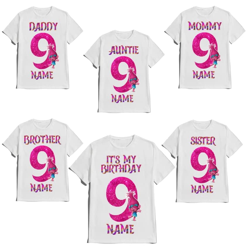 Birthday Shirt Colorful Gnomes Theme Boy Girl T-shirt Personalize with Name and Age Custom Tees Family Matching Shirts Kids party