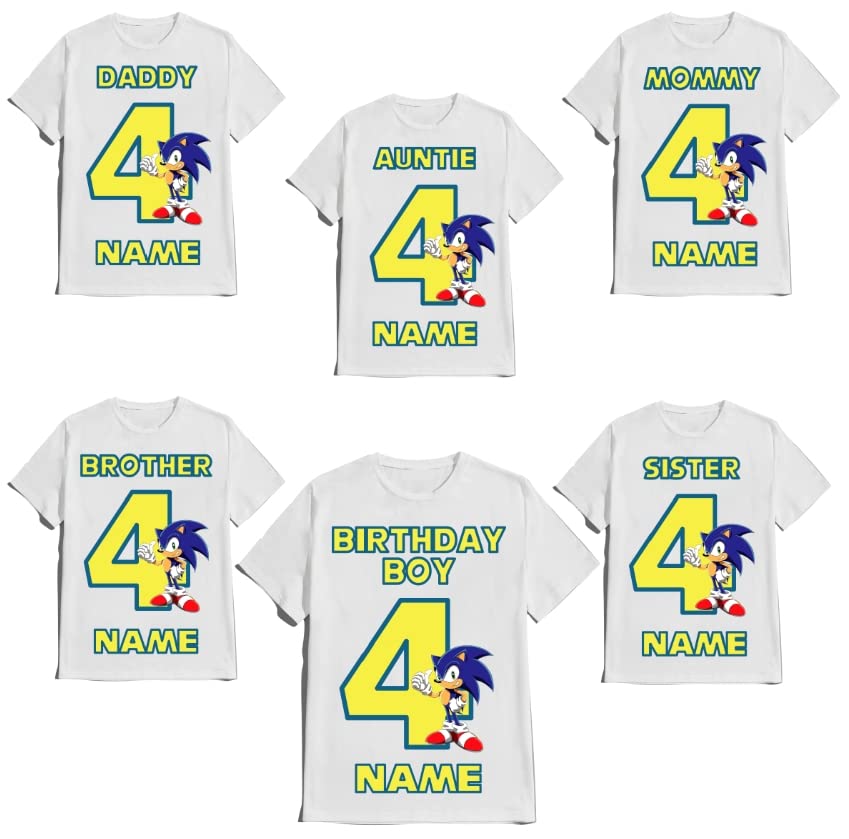 SuperHero sonic Shirt Fast Blue Hedgehog Birthday Boy/Girl Super Custom Family Matching Tees
