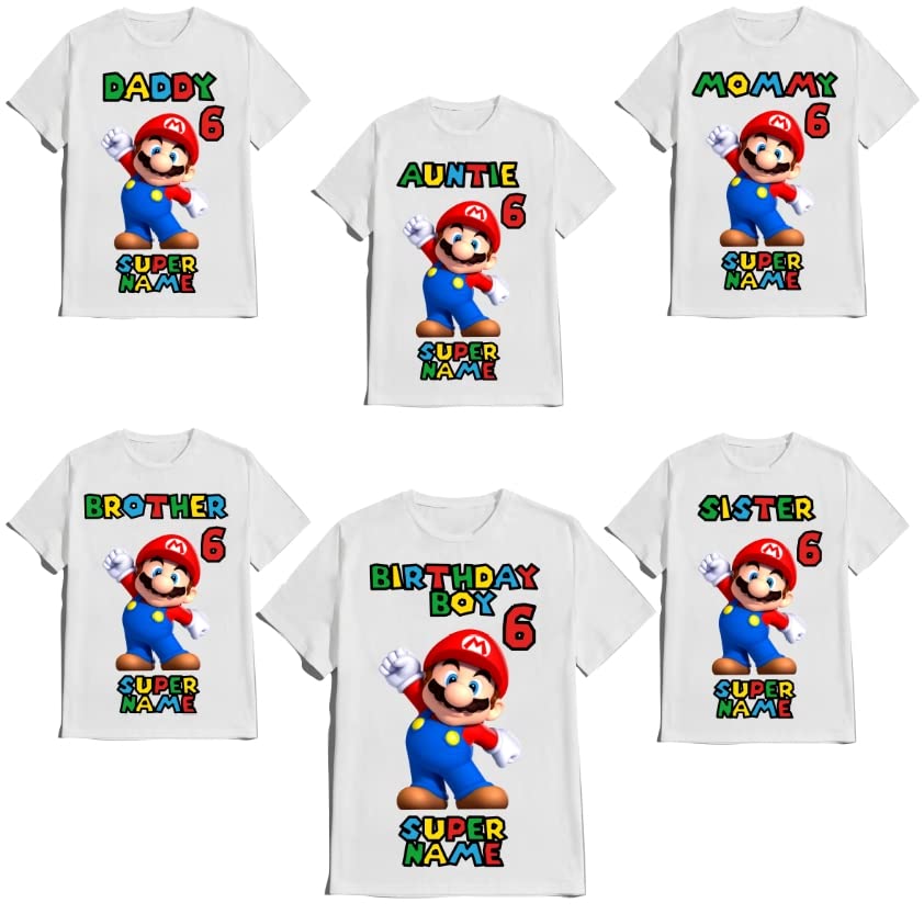 Superhero Mario Shirt Super Birthday Boy Matching Family Custom T-shirts Kids Party