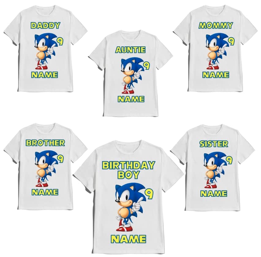 SuperHero sonic Fast Hedgehog Blue Birthday Shirt Boy/Girl Super Custom Family Matching Tees