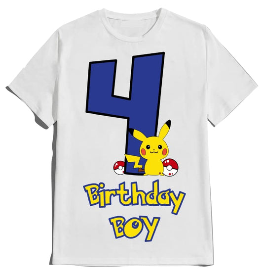 Birthday T-shirt Boy Custom Name Age Birthdayboy Shirts Family Matching Tees Gotta Catch Them All