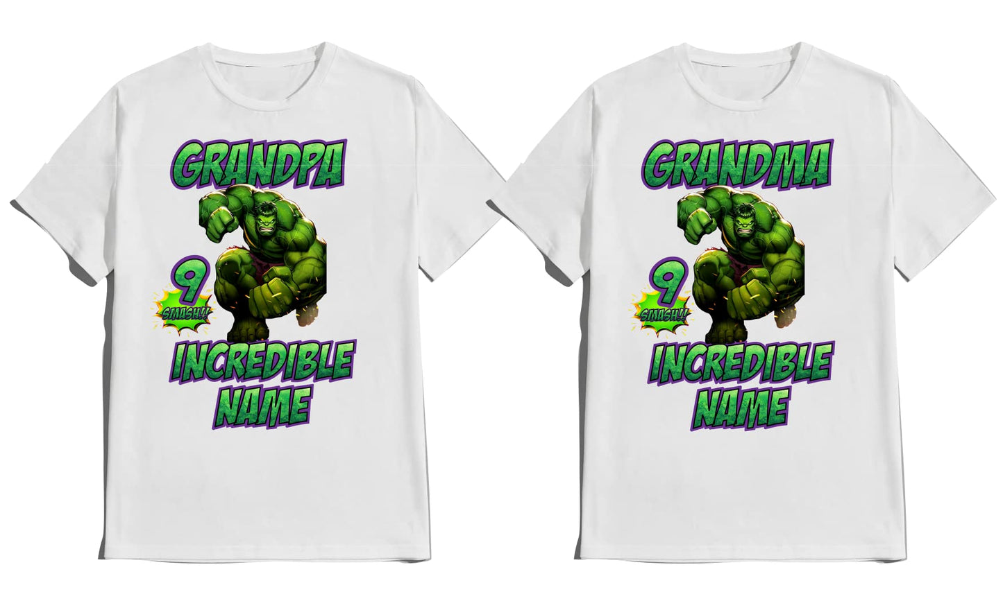 The Incredible Avenger Birthday Shirt Green Family Matching Super-Hero T-shirts Birthday Boy Shirt Custom Super Hero Tees Kids Party