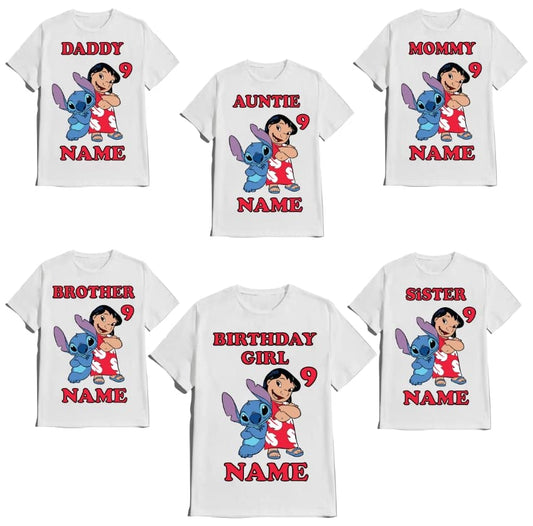 Stitch/Birthday Shirt Boy Lilo/Birthday Girl Matching Family Tees Custom Shirts Party