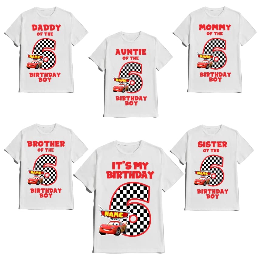 Birthday Shirt Car Boy Girl T-shirt Family Matching Shirts Kids party Personalize with Name and Age Custom Tees