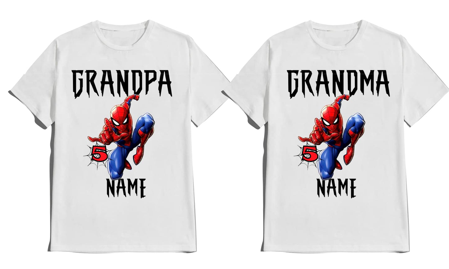Spider Birthday Boy Spider Shirt Family Matching Tees Superhero Shirts Super-hero Customize tee