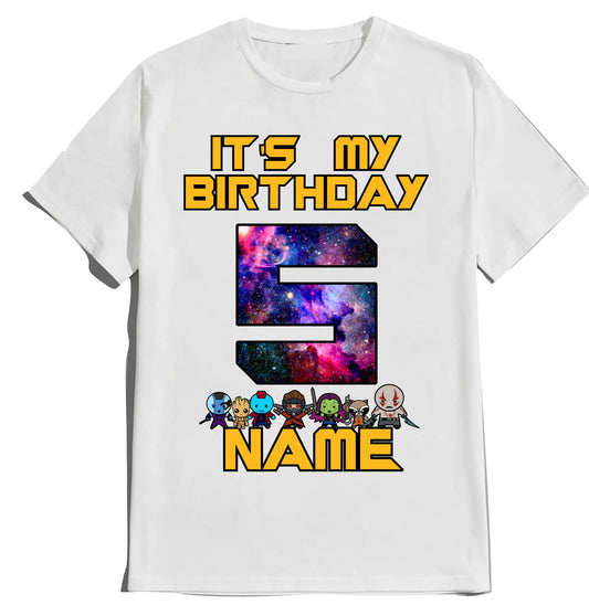 Guardians Birthday Shirt Galaxy Family Matching Super-Hero T-shirts Birthday Boy Shirt Custom Super Hero Tees Kids Party