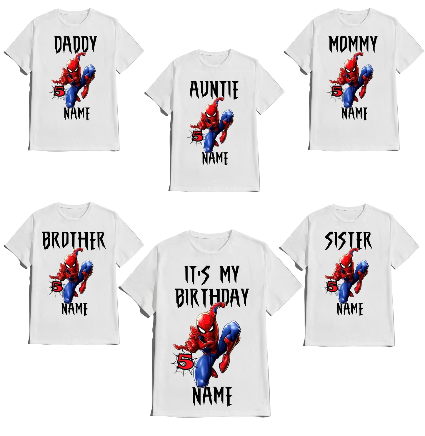 Spider Birthday Boy Spider Shirt Family Matching Tees Superhero Shirts Super-hero Customize tee