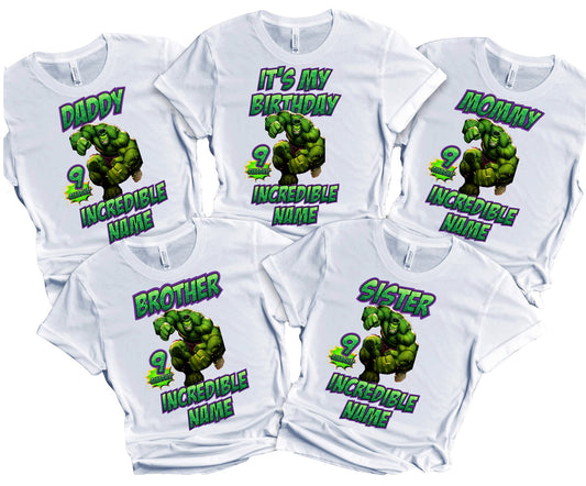 The Incredible Avenger Birthday Shirt Green Family Matching Super-Hero T-shirts Birthday Boy Shirt Custom Super Hero Tees Kids Party