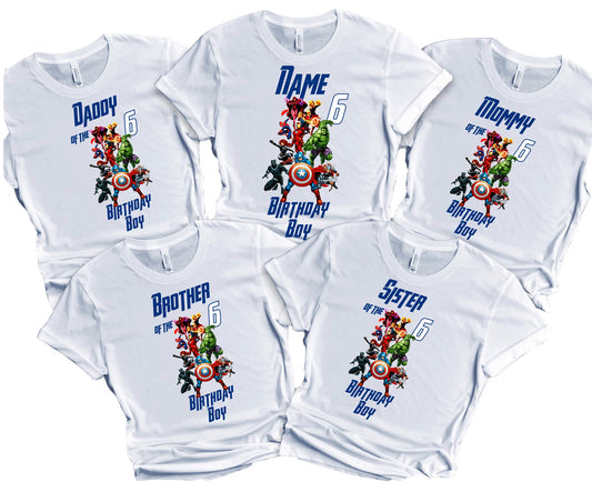Avenger Birthday Boy Shirt Family Matching Super-Hero T-shirts Custom Super Hero Tees