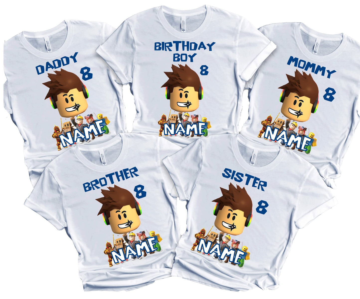 Birthday T-shirt Boy Robolox Family Matching Custom Shirts Name Age Gaming
