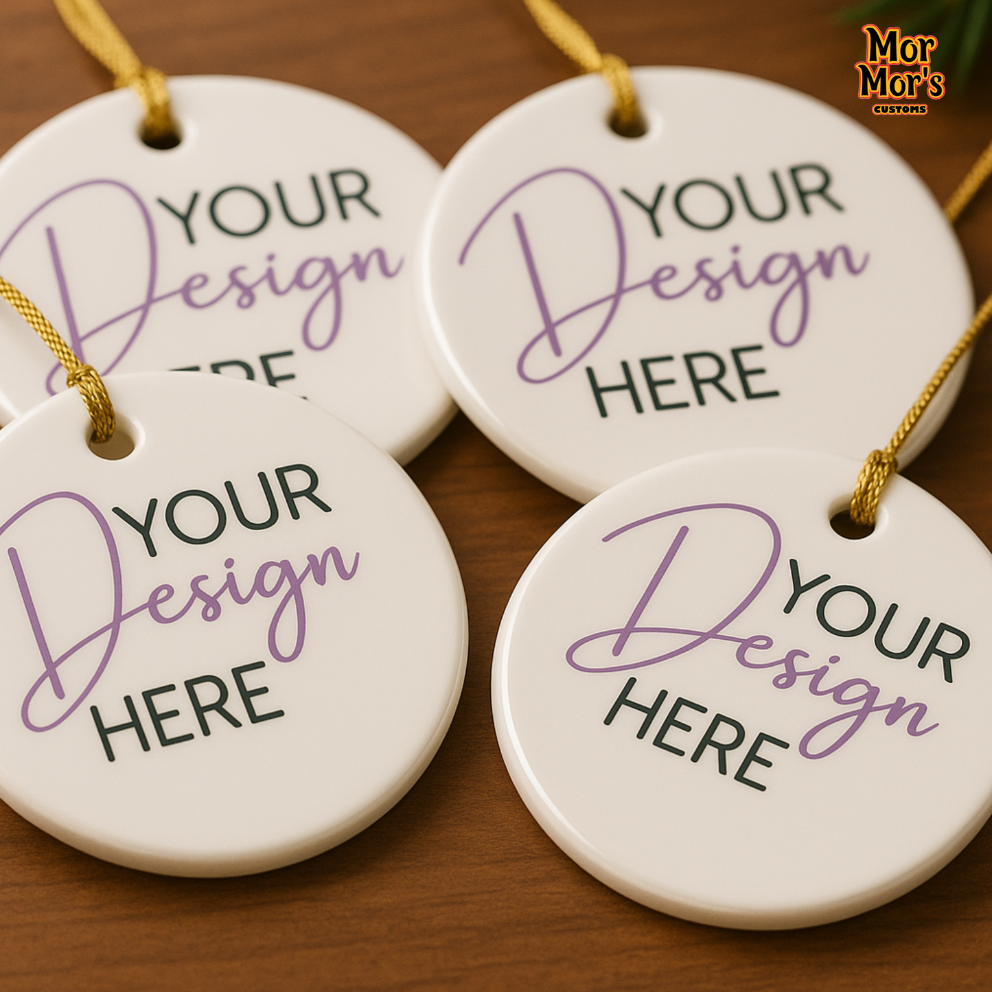BULK Custom Christmas Ornaments 2025 – Ceramic 2.75" round (5–150 Packs) | Wholesale Any Design | Perfect for Holiday Events.