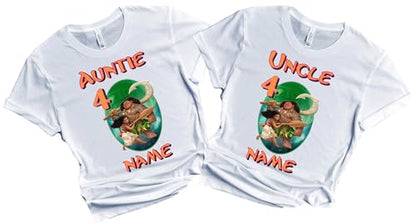 Moana Birthday Shirt Girl Boy Custom Family Matching T-shirts Princesses Personalized Name Age Family Gathering Party Kids All Colors Tees Princess