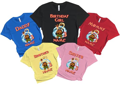 Moana Birthday Shirt Girl Boy Custom Family Matching T-shirts Personalized Name Age Family Gathering Party Kids All Colors Tees Princess