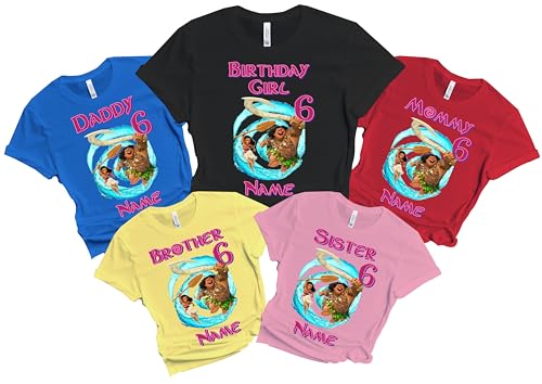 Moana Birthday Shirt Girl Boy Custom Family Matching T-shirts Personalized Name Age Family Gathering Party Kids All Colors Tees Princess
