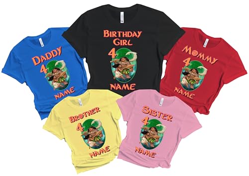 Moana Birthday Shirt Girl Boy Custom Family Matching T-shirts Princesses Personalized Name Age Family Gathering Party Kids All Colors Tees Princess