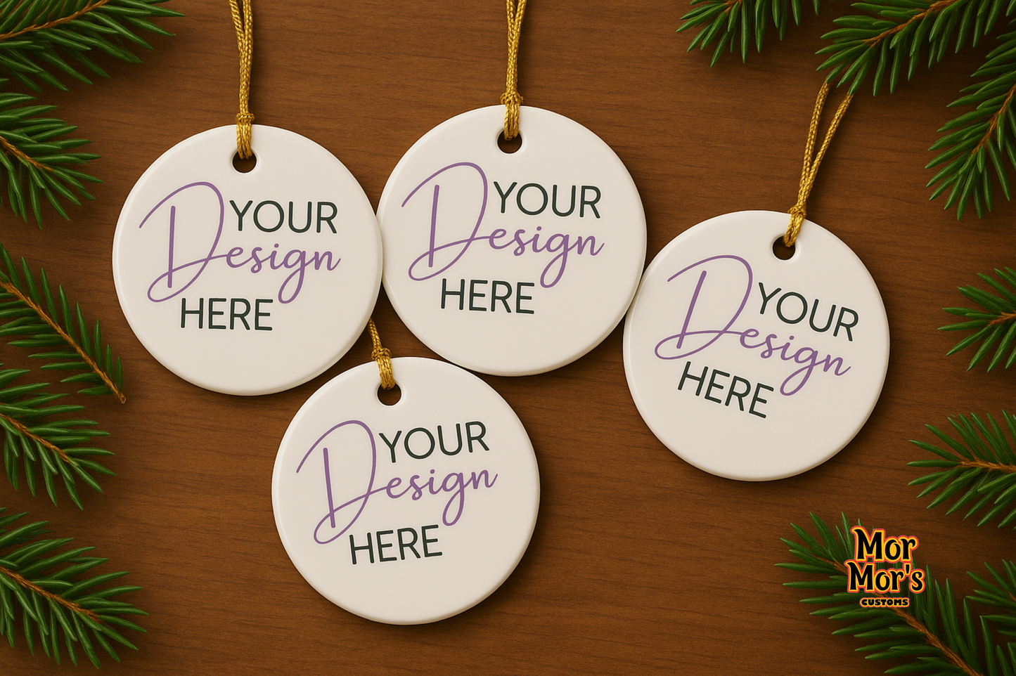 BULK Custom Christmas Ornaments 2025 – Ceramic 2.75" round (5–150 Packs) | Wholesale Any Design | Perfect for Holiday Events.
