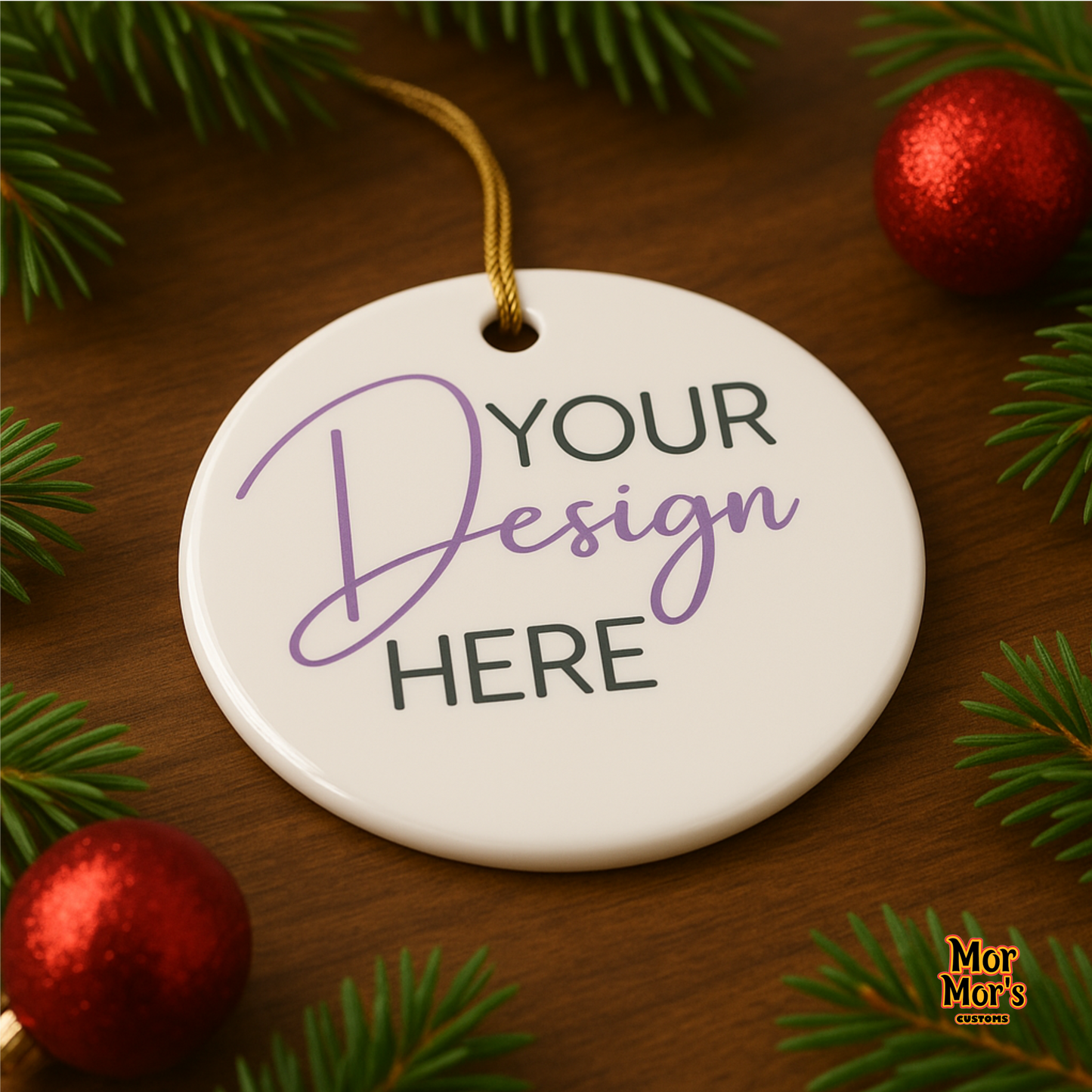 BULK Custom Christmas Ornaments 2025 – Ceramic 2.75" round (5–150 Packs) | Wholesale Any Design | Perfect for Holiday Events.