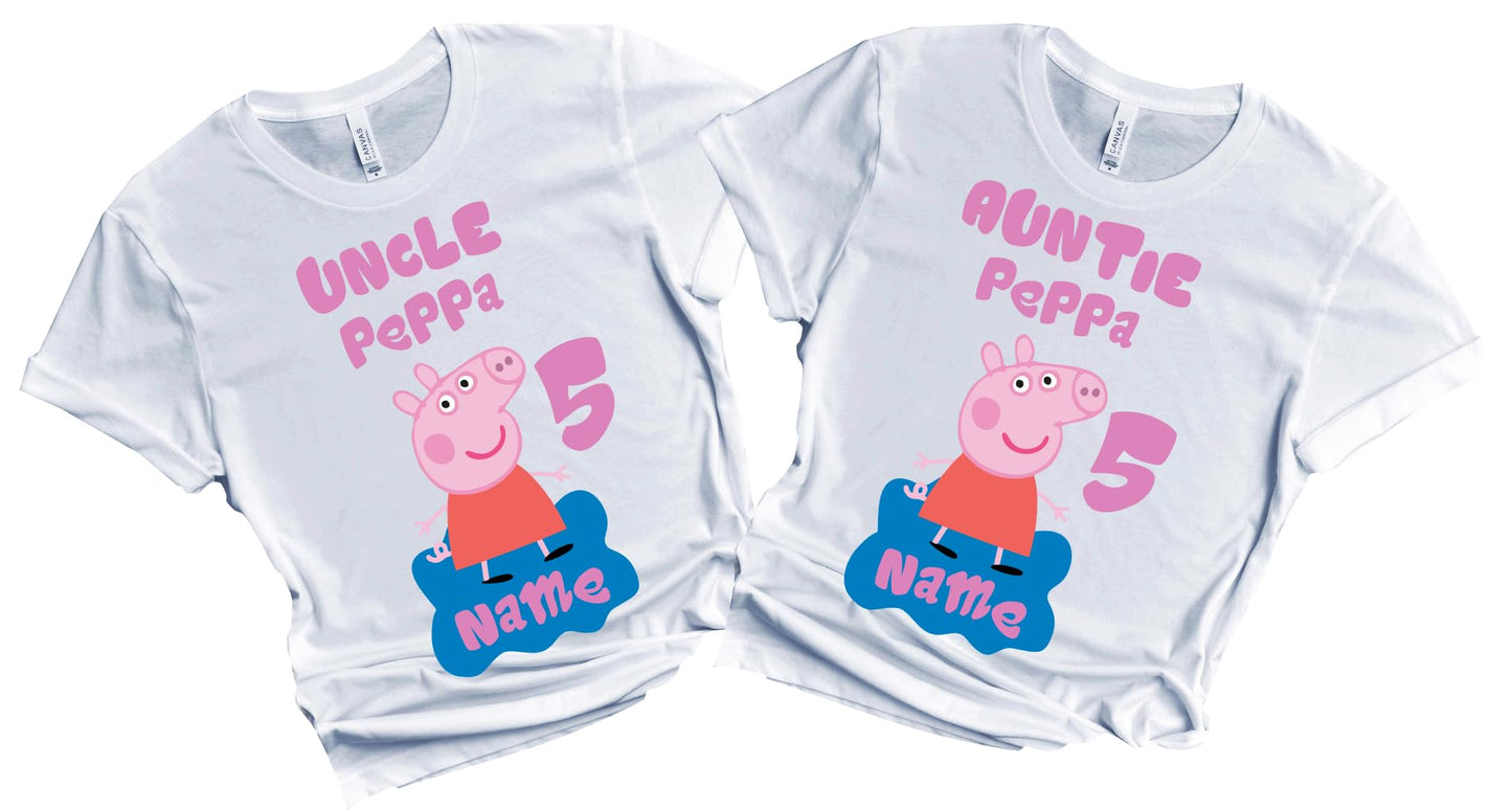 Birthday Kids Tshirt Boy Girl Tees Matching Family Customize Shirts Birthday Girl Party Gathering Custom Name Age Personalized Birthday Shirts All Family Baby Girl PIG FELIZ CUMPLEAÑOS