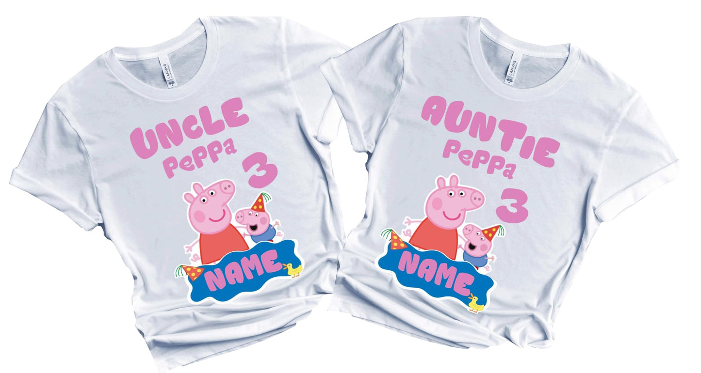 FELIZ CUMPLEAÑOS Birthday Kids Tshirt Boy Girl Tees Matching Family Customize Shirts Birthday Girl Party Gathering Custom Name Age Personalized Birthday Shirts All Family Baby Girl PIG