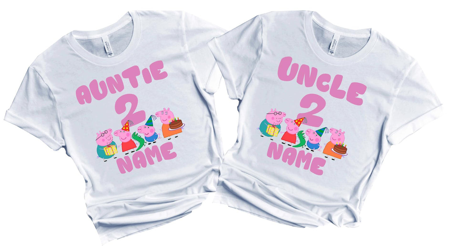 FELIZ CUMPLEAÑOS Birthday Kids Tshirt Boy Girl Tees Matching Family Customize Shirts Birthday Girl Party Gathering Custom Name Age Personalized Birthday Shirts All Family Baby Girl PIG