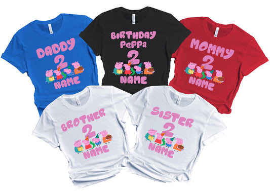 FELIZ CUMPLEAÑOS Birthday Kids Tshirt Boy Girl Tees Matching Family Customize Shirts Birthday Girl Party Gathering Custom Name Age Personalized Birthday Shirts All Family Baby Girl PIG