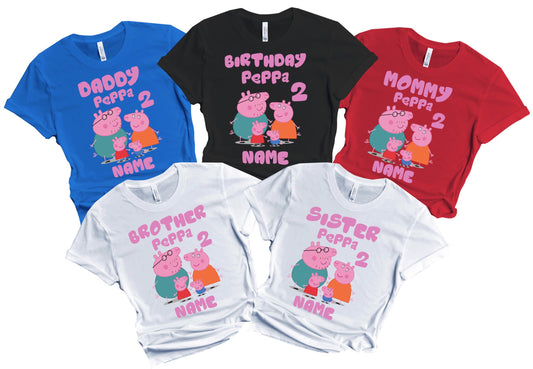 FELIZ CUMPLEAÑOS Birthday Kids Tshirt Boy Girl Tees Matching Family Customize Shirts Birthday Girl Party Gathering Custom Name Age Personalized Birthday Shirts All Family Baby Girl PIG