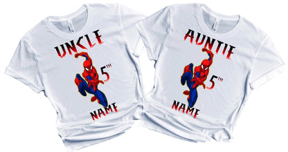 Spider Birthday Boy Spider Shirt Family Matching Tees Superhero Shirts Super-hero Customize tee Personalized Name Age All Family Birthday Party Custom Shirts