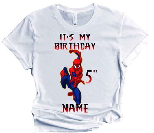 Spider Birthday Boy Spider Shirt Family Matching Tees Superhero Shirts Super-hero Customize tee Personalized Name Age All Family Birthday Party Custom Shirts