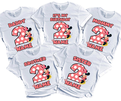 Birthday Kids Tshirt Mouse Boy Girl Tees Matching Family Customize Shirts Birthday Girl Party Gathering Custom Name Age Personalized Birthday Shirts All Family Baby Girl