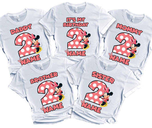 Birthday Kids Tshirt Mouse Boy Girl Tees Matching Family Customize Shirts Birthday Girl Party Gathering Custom Name Age Personalized Birthday Shirts All Family Baby Girl