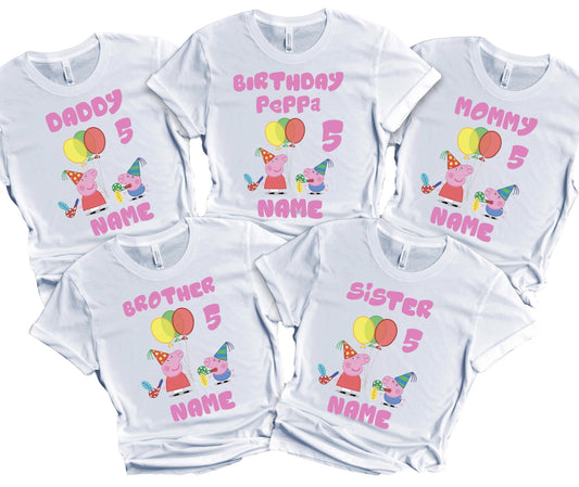 Birthday Kids Tshirt Boy Girl Tees Matching Family Customize Shirts Birthday Girl Party Gathering Custom Name Age Personalized Birthday Shirts All Family Baby Girl