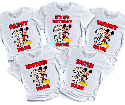Birthday Kids Tshirt Mouse Boy Girl Tees Matching Family Customize Shirts Birthday Girl Party Gathering Custom Name Age Personalized Birthday Shirts All Family Baby Girl