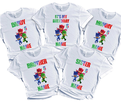 Birthday Kids Tshirt Boy Girl Tees Matching Family Super Hero Customize Shirts Birthday Girl Party Gathering Custom Name Age Personalized Birthday Shirts All Family Baby Mask Girl
