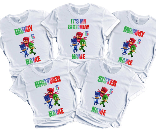 Birthday Kids Tshirt Boy Girl Tees Matching Family Super Hero Customize Shirts Birthday Girl Party Gathering Custom Name Age Personalized Birthday Shirts All Family Baby Mask Girl