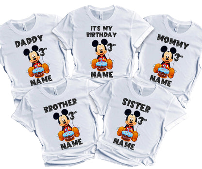 Birthday Kids Tshirt Mouse Boy Girl Tees Matching Family Customize Shirts Birthday Girl Party Gathering Custom Name Age Personalized Birthday Shirts All Family Baby Girl