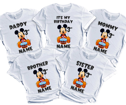 Birthday Kids Tshirt Mouse Boy Girl Tees Matching Family Customize Shirts Birthday Girl Party Gathering Custom Name Age Personalized Birthday Shirts All Family Baby Girl