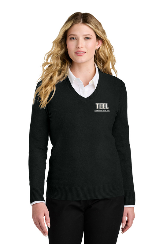 TEEL Embroidered Women’s Easy Care V-Neck Sweater