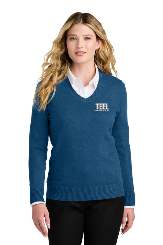 TEEL Embroidered Women’s Easy Care V-Neck Sweater