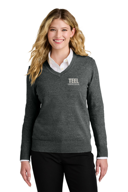 TEEL Embroidered Women’s Easy Care V-Neck Sweater