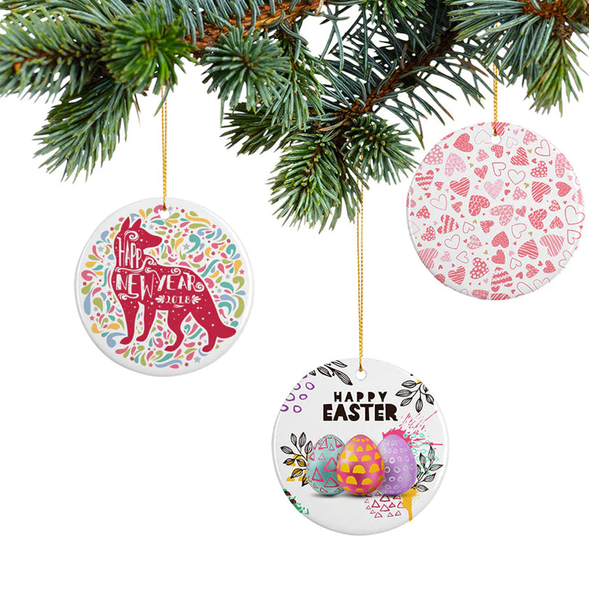 BULK Custom Christmas Ornaments 2025 – Ceramic (10–150 Packs) | Wholesale Any Design | Perfect for Holiday Events.