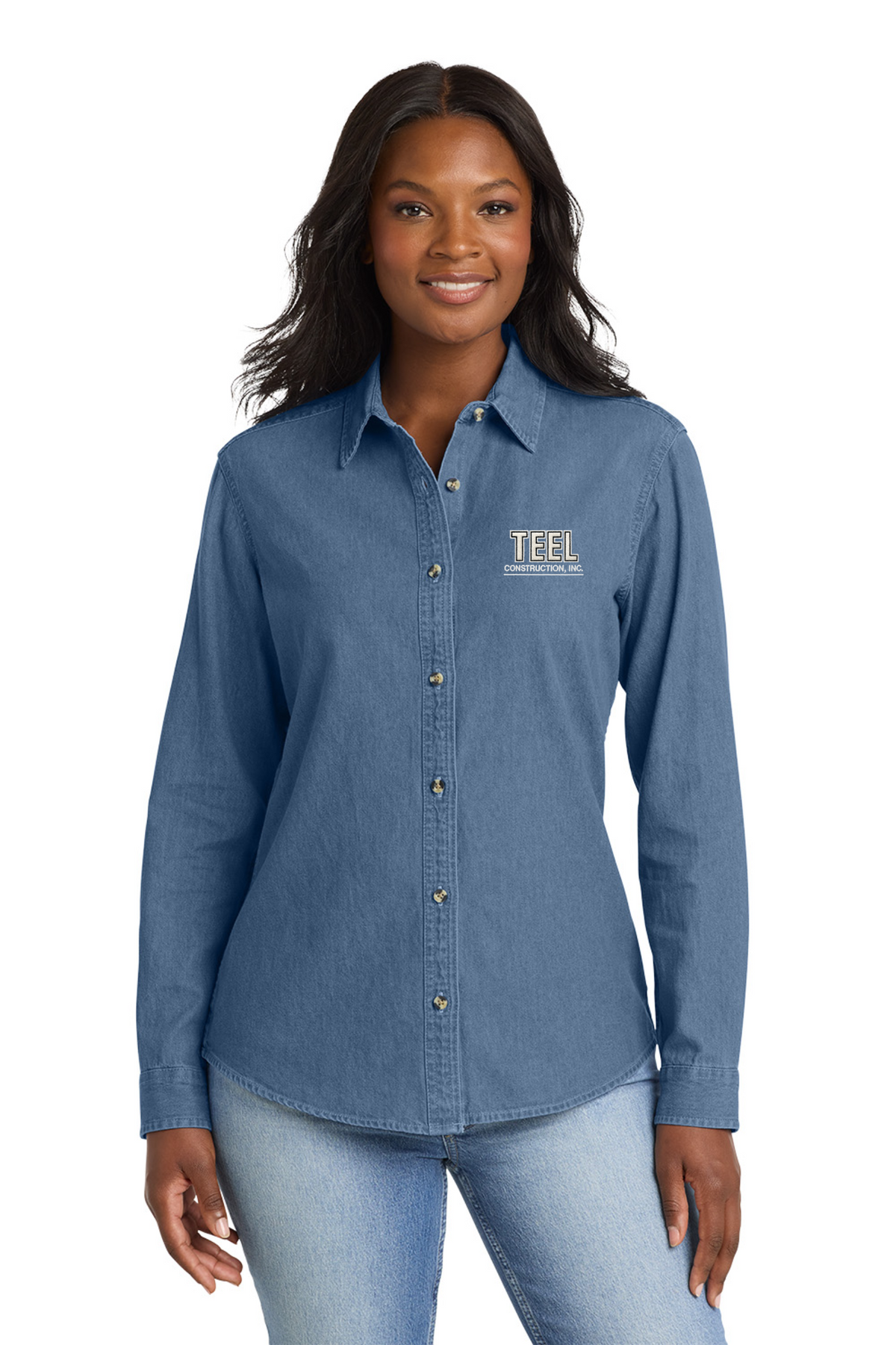 TEEL Embroidered Women’s Long Sleeve Value Denim Shirt