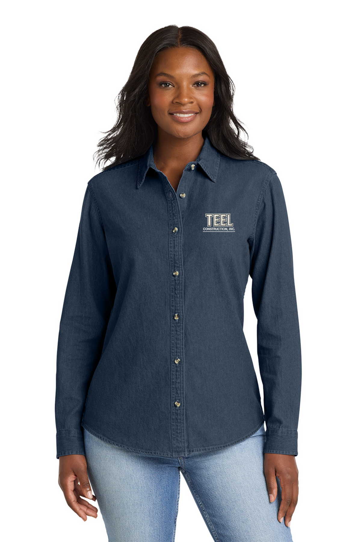 TEEL Embroidered Women’s Long Sleeve Value Denim Shirt