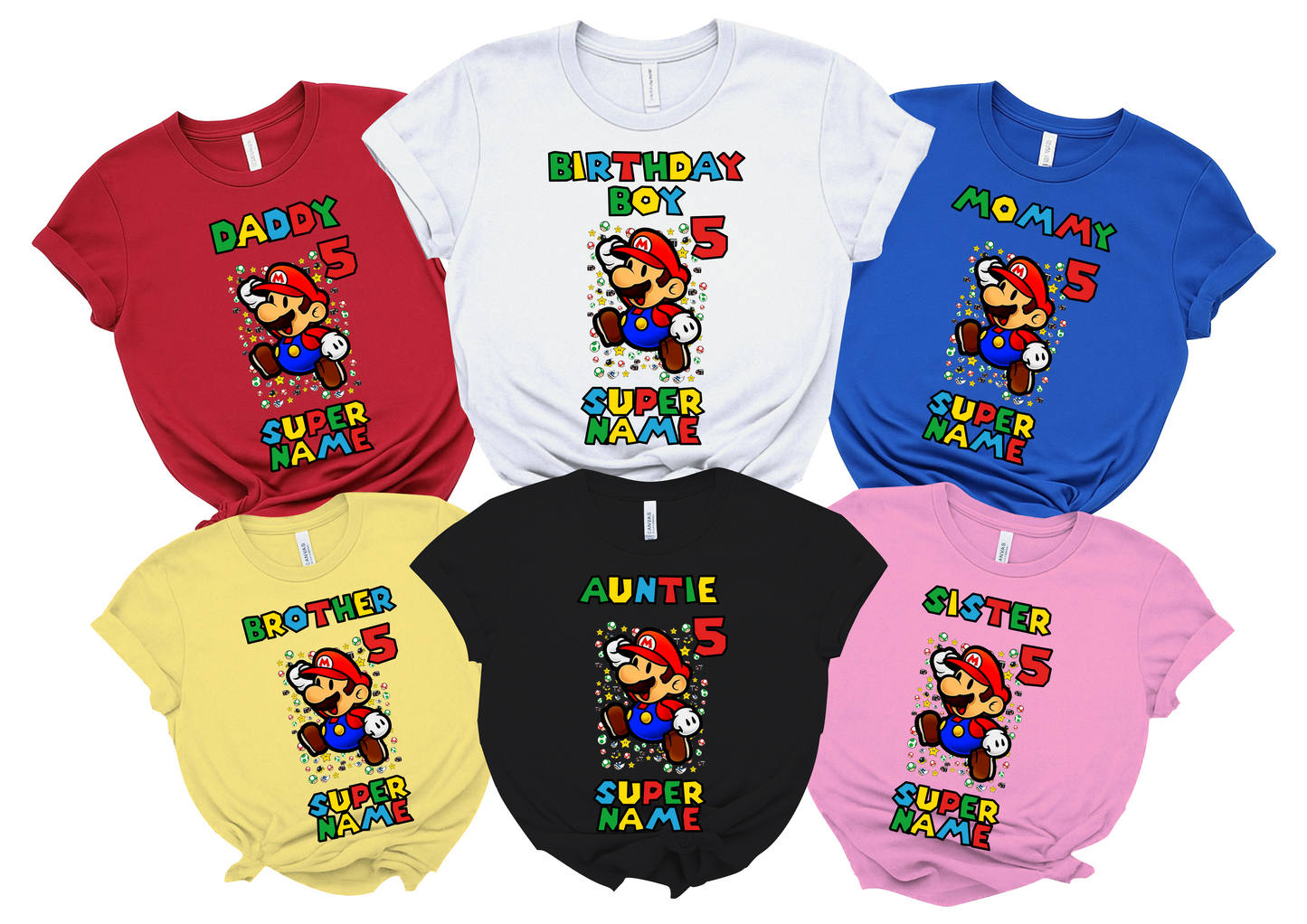 Birthday Mario Shirt Boy Custom SuperHero Matching Family Tees Kids Party