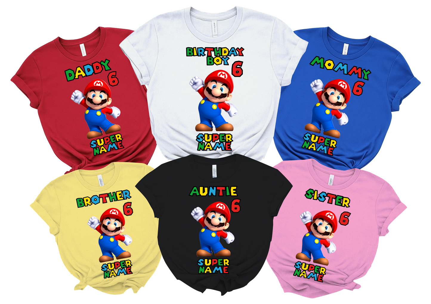 Super Mario Birthday T-Shirt Custom Matching Family Set 6