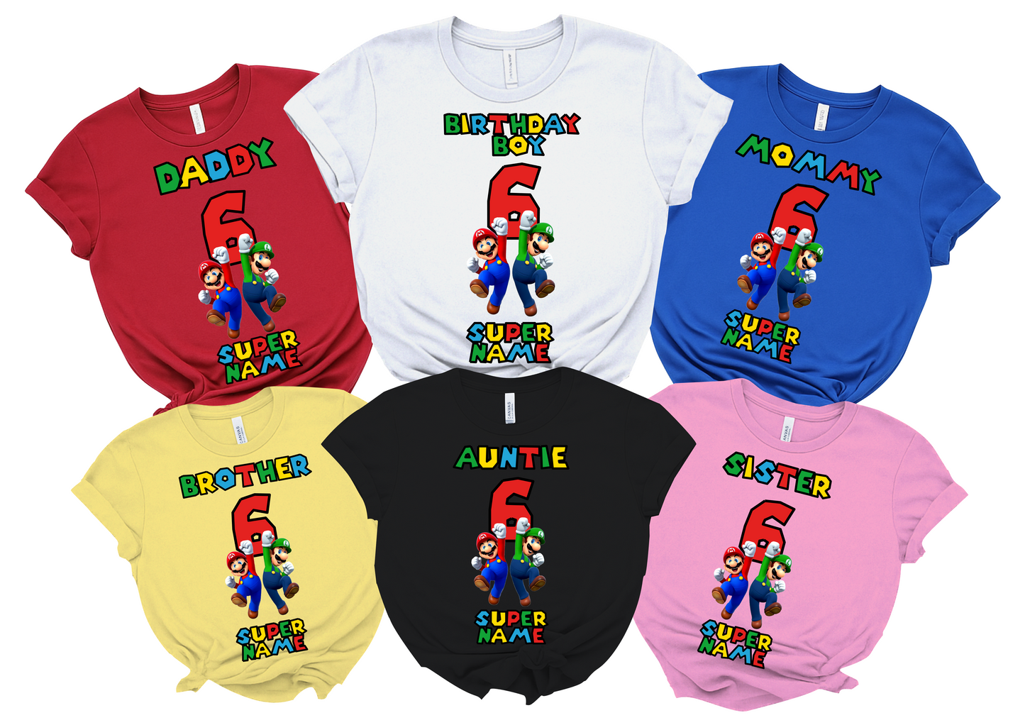 Super Mario Birthday T-Shirt Custom Matching Family Set 5