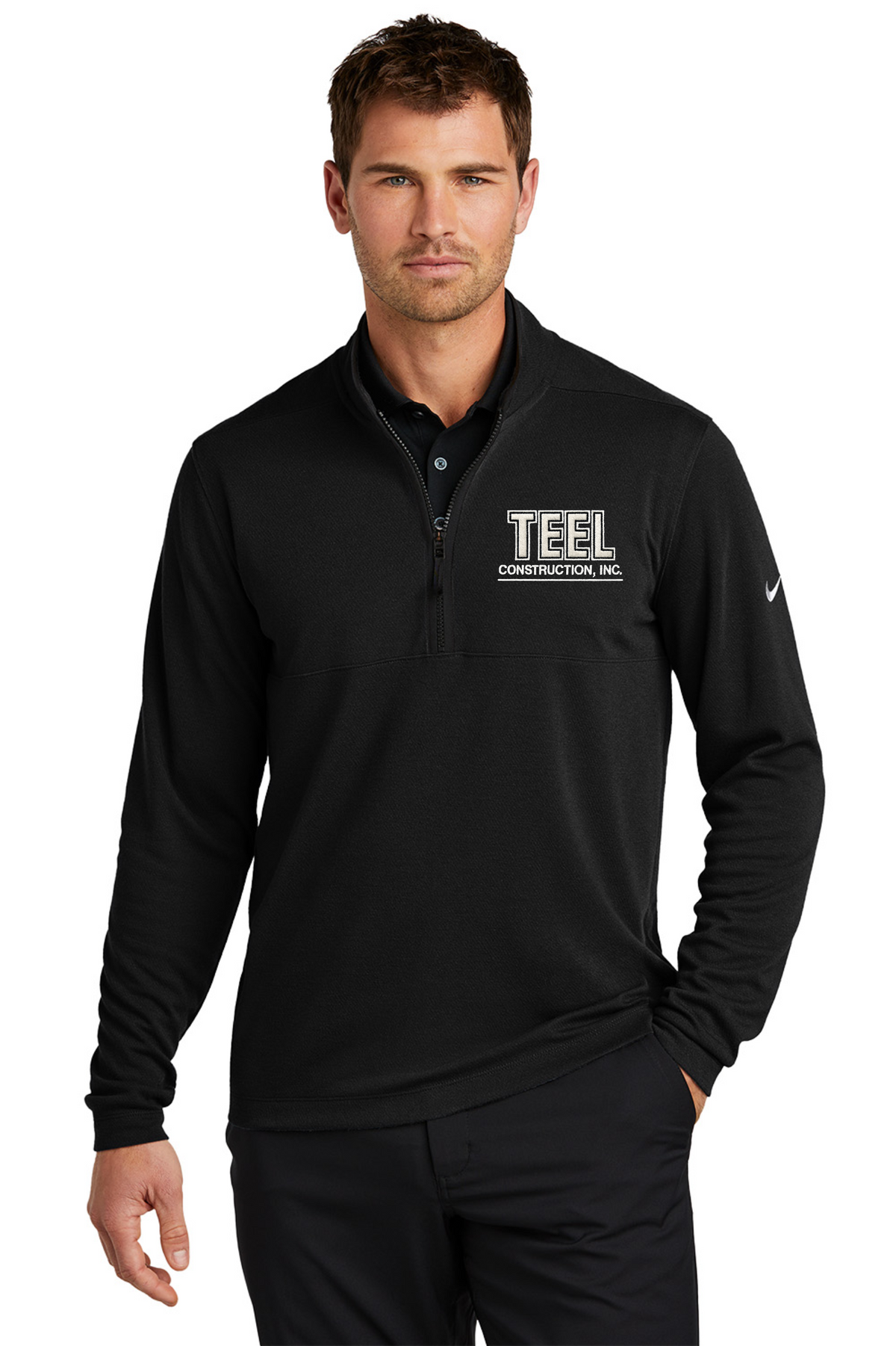 TEEL Embroidered Nike Textured 1/2-Zip Cover-Up