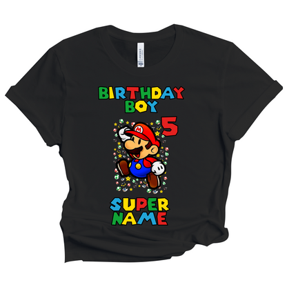 Birthday Mario Shirt Boy Custom SuperHero Matching Family Tees Kids Party