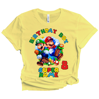 Super Birthday Mario Boy Custom Shirt Superhero Family Matching Tees Kids Party