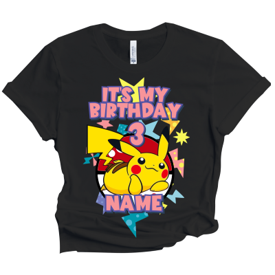 Pokemon Birthday T-Shirt for Boys and Girls Matching Custom Family Party Pikachu