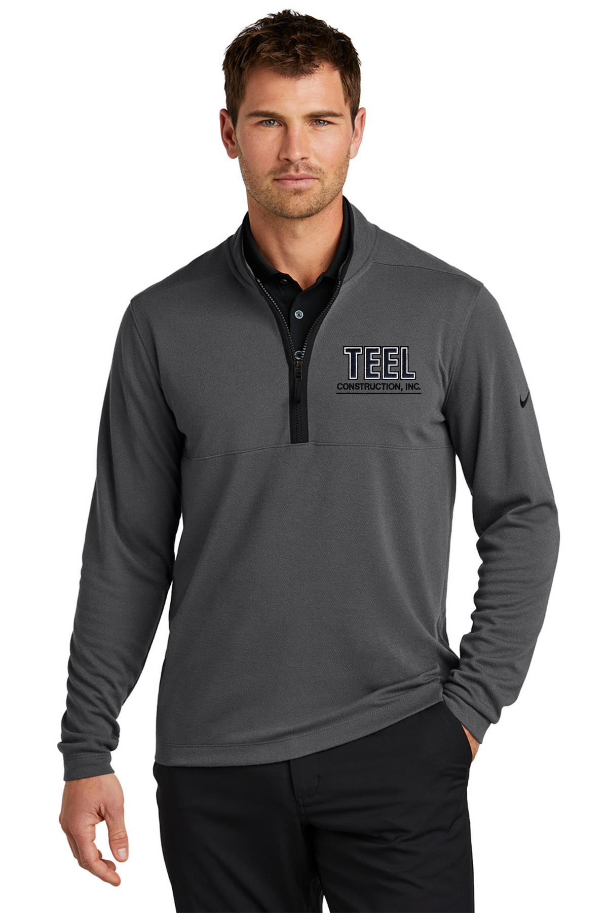 TEEL Embroidered Nike Textured 1/2-Zip Cover-Up